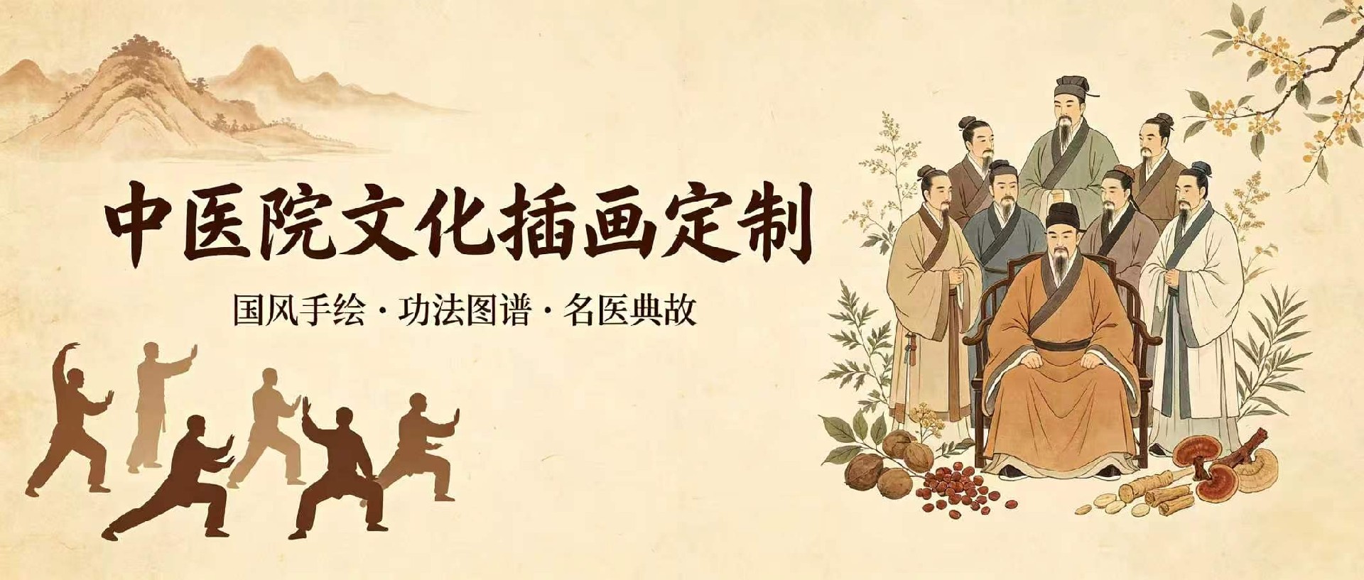 中医文化系列插画定制